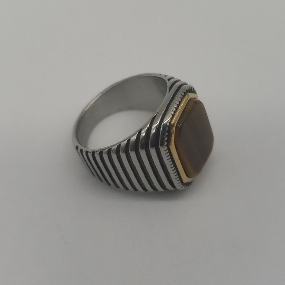 Tiger Eye Natural Gemstone Handmade Men's Ring Size 8 NWT